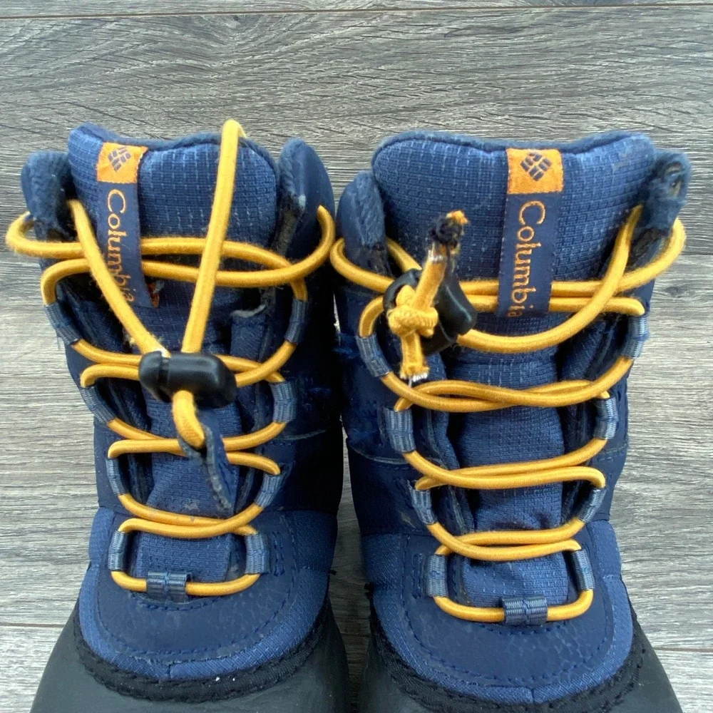 Columbia Snow Boots Kids Size 13 Navy Blue Waterproof Bungee Lace BC1322-478